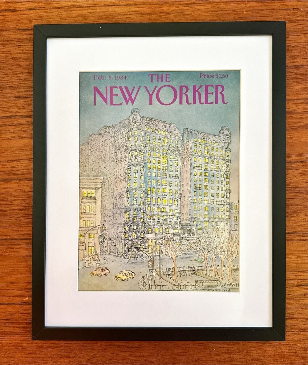 Framed 1984 New Yorker Magazine Feb 6 Cover Van Rynbach Manhattan Apt Building